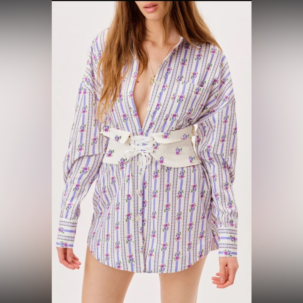 For Love And Lemons Dahlia Boyfriend Shirt Dress